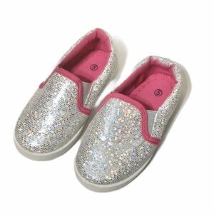 Swiggles Silver Sparkle Slip On Shoes Sz 5 Baby Toddler Girl Sneakers